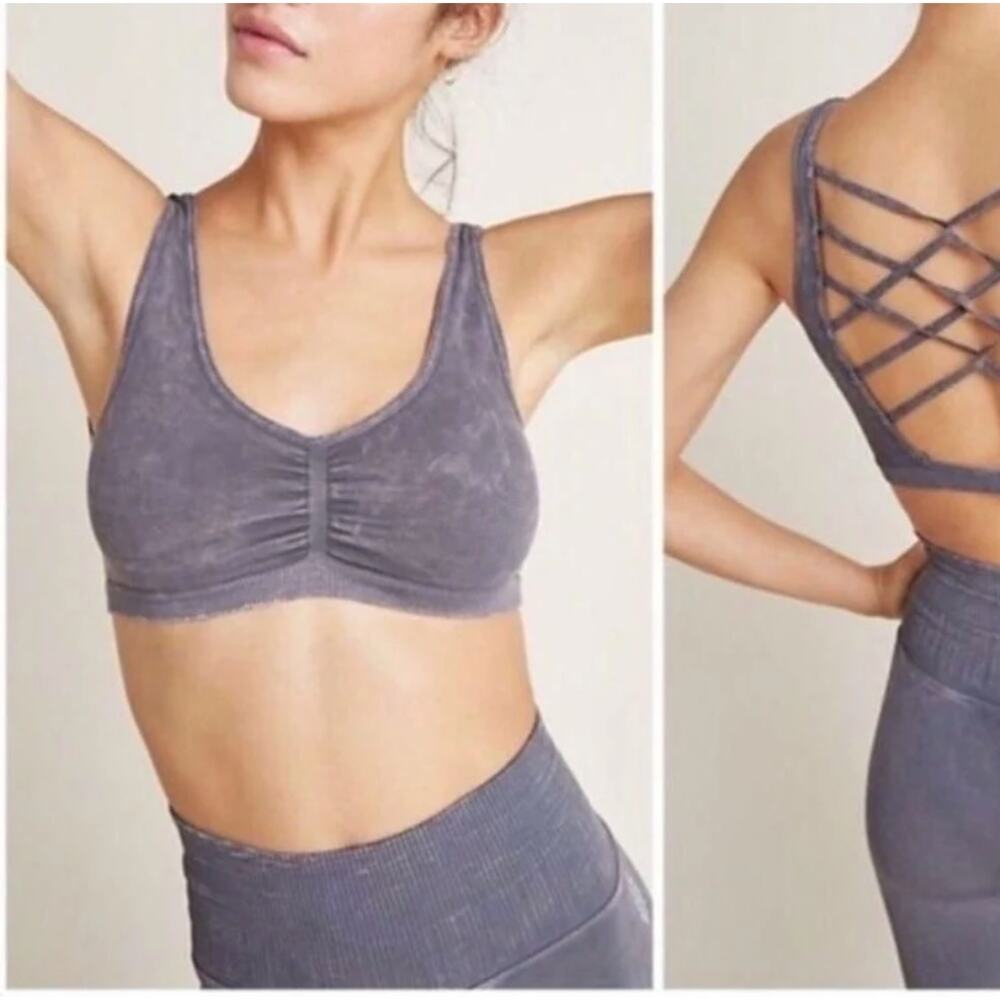 NEW Free People Criss Cross Bandeau Bralette in Stone Gray
